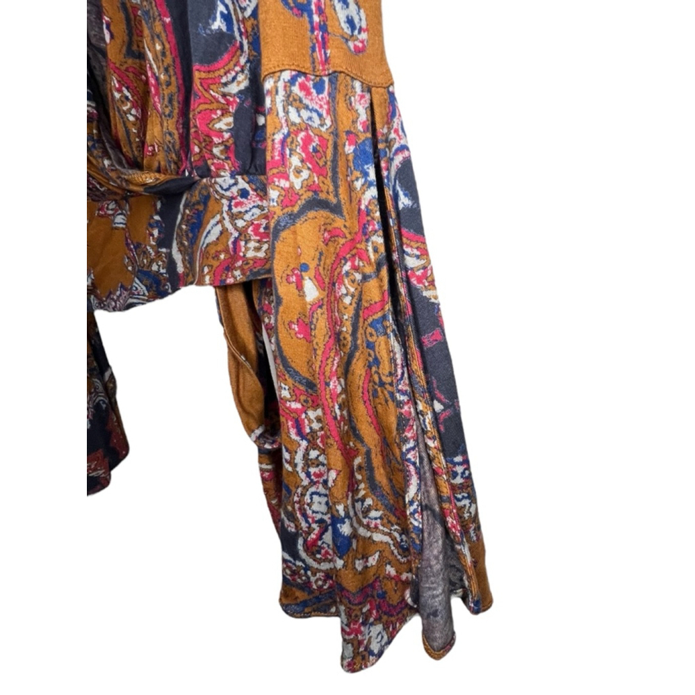 Free People Fiona's Wrap Paisley Bohemian Blouse With Bell Sleeves - Picture 2 of 7